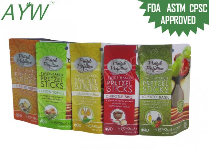 Stand Up Zipper Food Packaging Bags Resealable Biodegradable For Snacks Storage