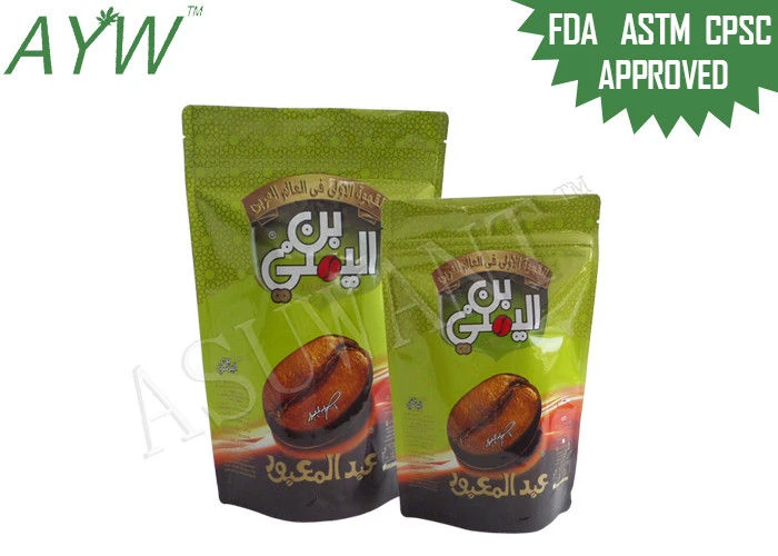 Resealable Standing Up Individual Coffee Bags Gravure Printing Paper Laminated