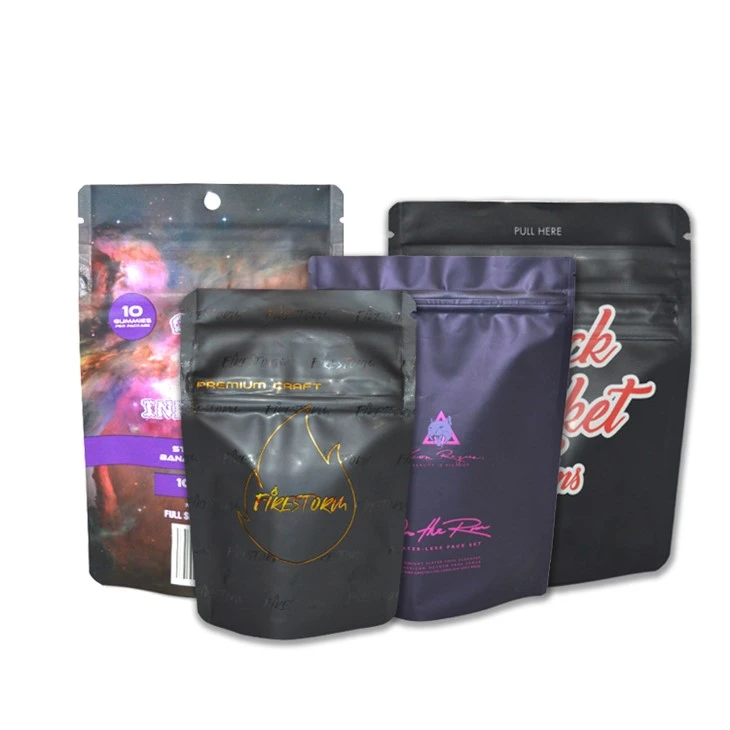 Black Matte Plastic Child Proof Pouch Ziplock Starburst Exotic Medical Bags