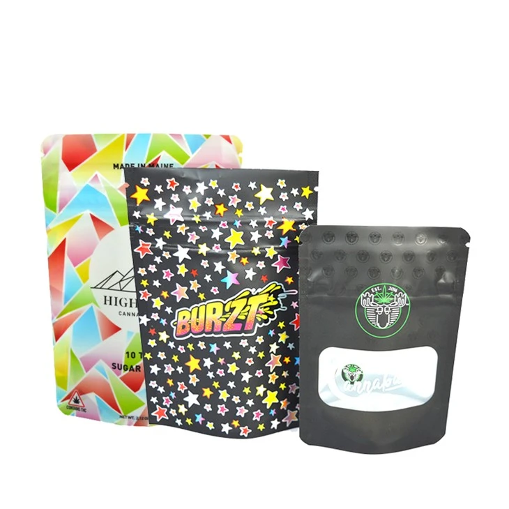 Small Smell Proof Black Mylar Zip Lock Foil Bags Dispensary Medical Packaging